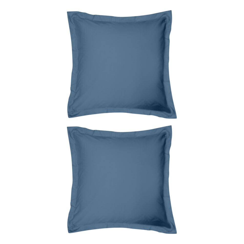 2x Odyssey Living Breathe Cotton European Pillowcase 65cm x Marine Blue
