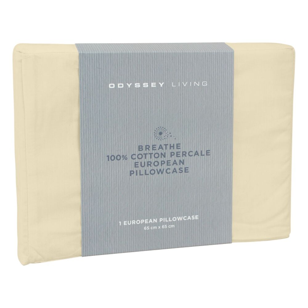 4x Odyssey Living Breathe Cotton European Pillowcase 65cm x Natural