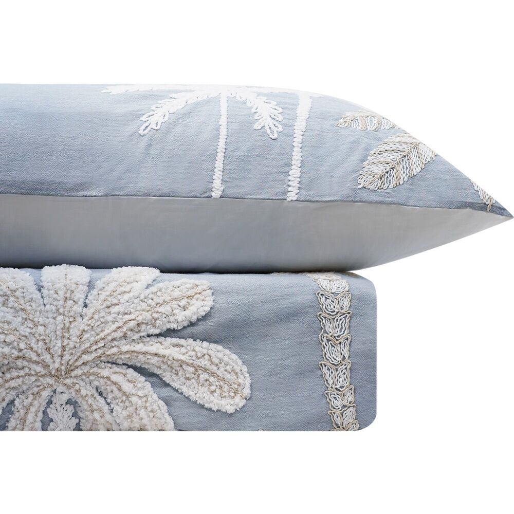 Bas Phillips Tamarama Cotton Embroided Duvet/Quilt Cover Set Ice Blue