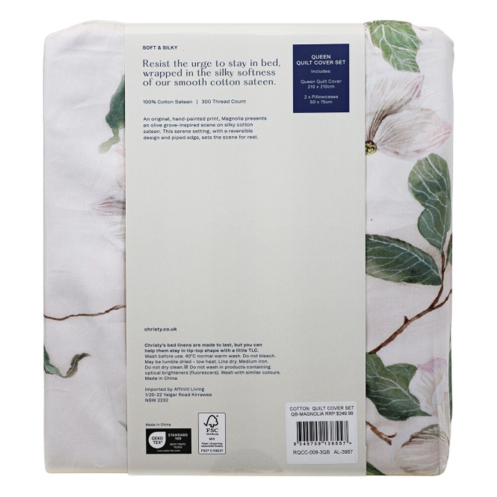 Christy Magnolia Duvet/Quilt Cover Set Cotton Sateen Multicoloured
