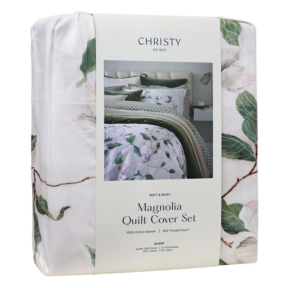 Christy Magnolia Duvet/Quilt Cover Set Cotton Sateen Multicoloured