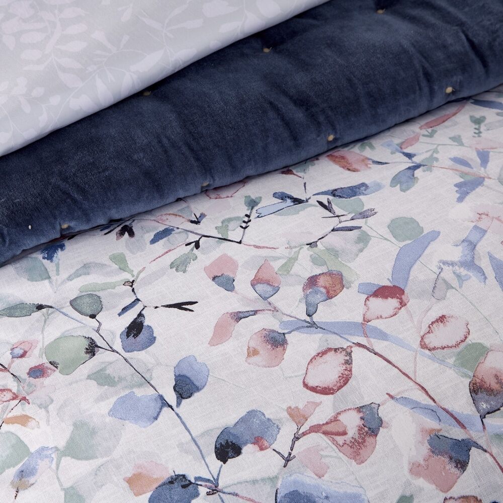 Christy Stems Dusty Pink Duvet/Quilt Cover Set Cotton Sateen Multicoloured