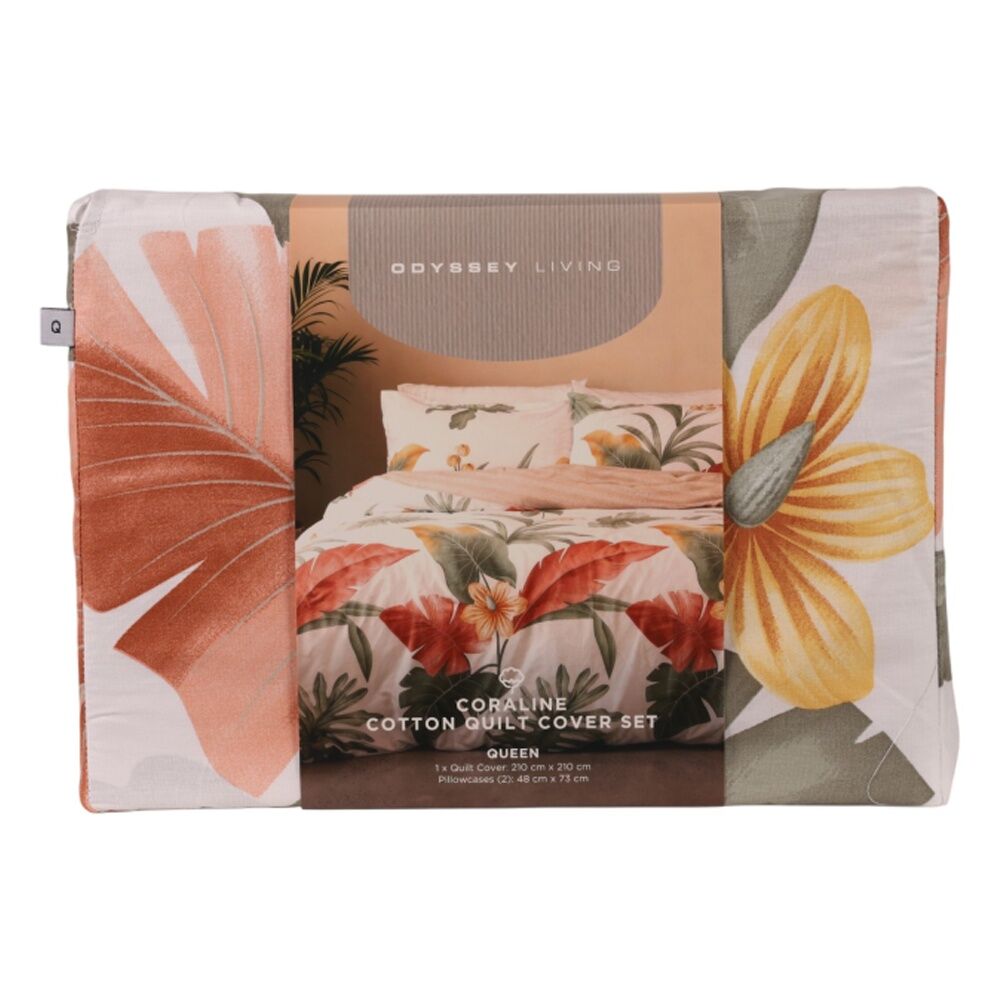 Odyssey Living Coraline Duvet/Quilt Cover Set Cotton Home Bedding Multicoloured