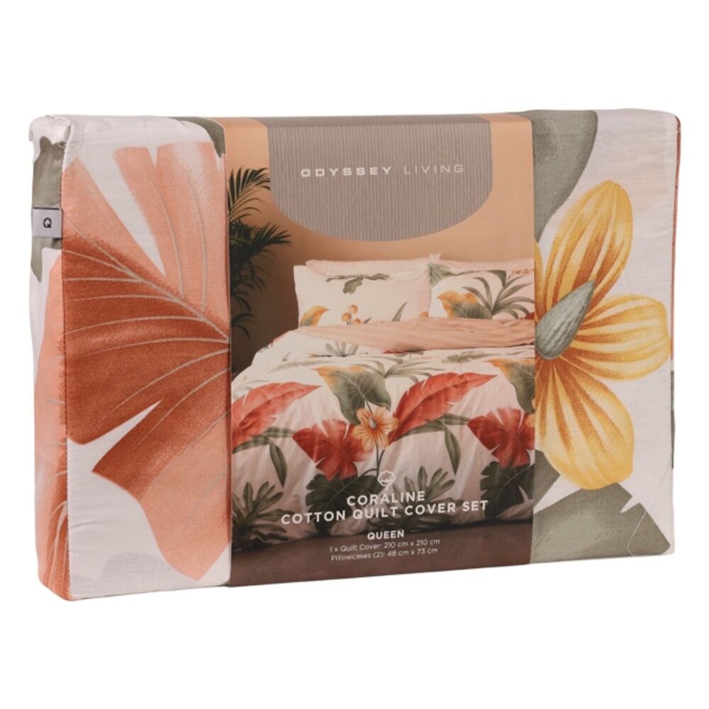 Odyssey Living Coraline Duvet/Quilt Cover Set Cotton Home Bedding Multicoloured