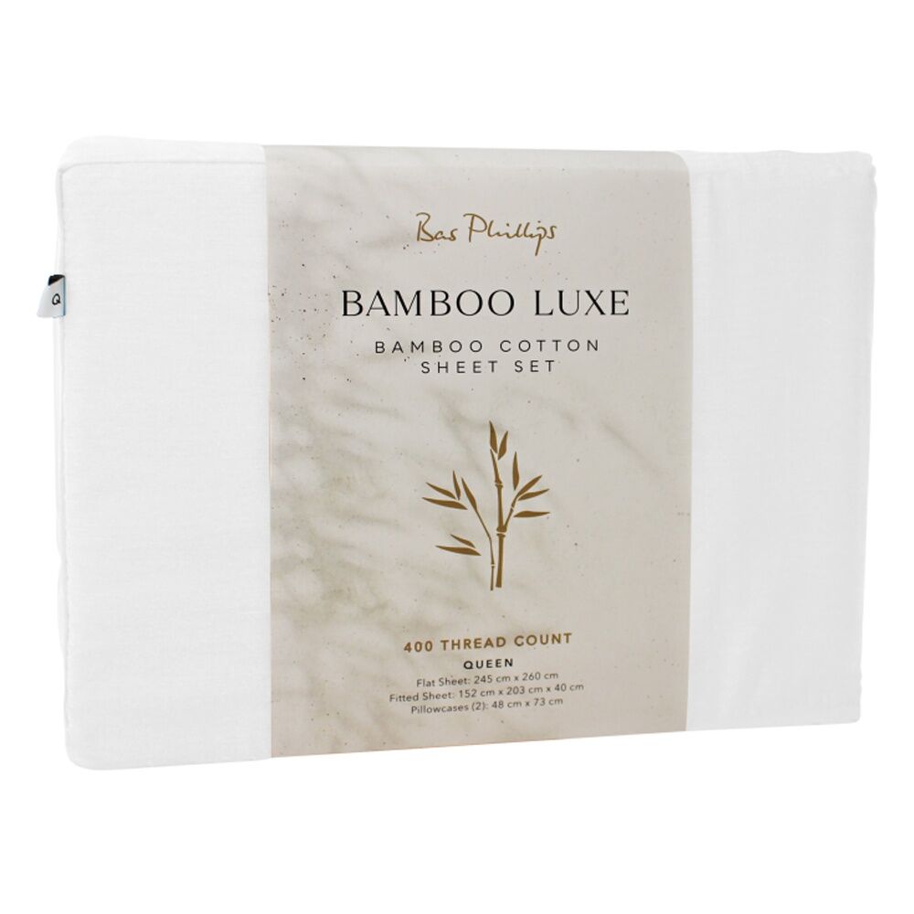 Bas Phillips Bamboo Cotton 400TC Home Bedding Sheet Set w/Pillowcase White