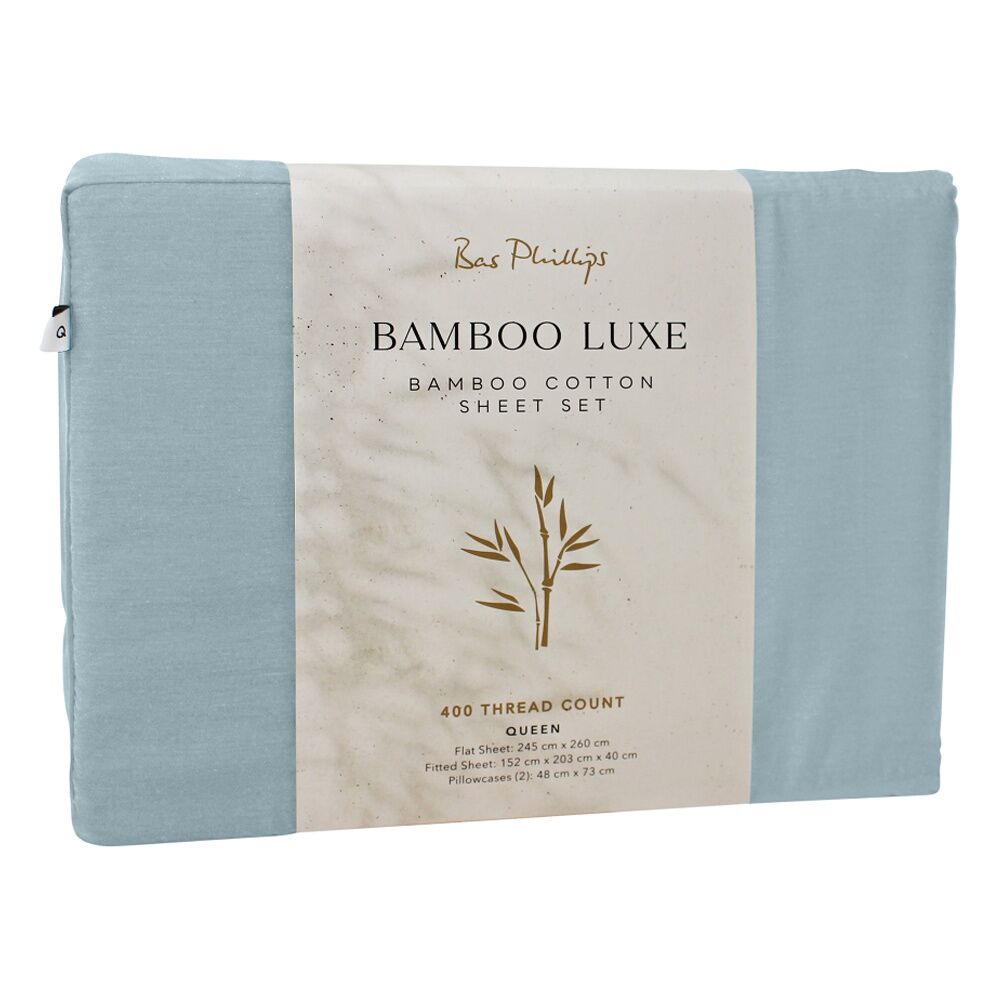 Bas Phillips Bamboo Cotton 400TC Home Bedding Sheet Set w/Pillowcase Blue Dream