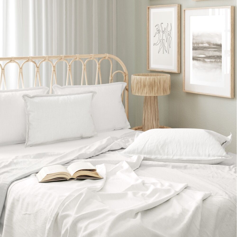 Odyssey Living Bamboo Blend Home Bedding Sheet Set w/Pillowcase White