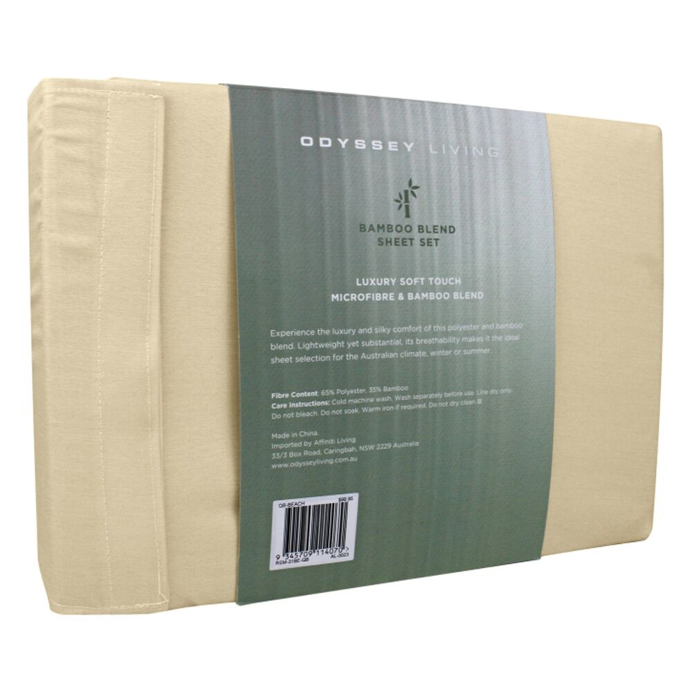 Odyssey Living Bamboo Blend Home Bedding Sheet Set w/Pillowcase Beach