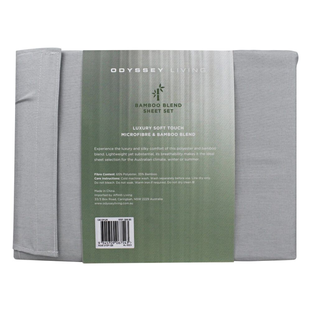 Odyssey Living Bamboo Blend Home Bedding Sheet Set w/Pillowcase Spur