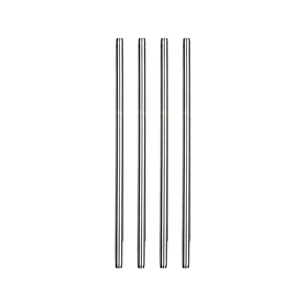 2x 4pc R.S.V.P. Stainless Steel Reusable Smoothie Drink Straws Set Silver 22cm