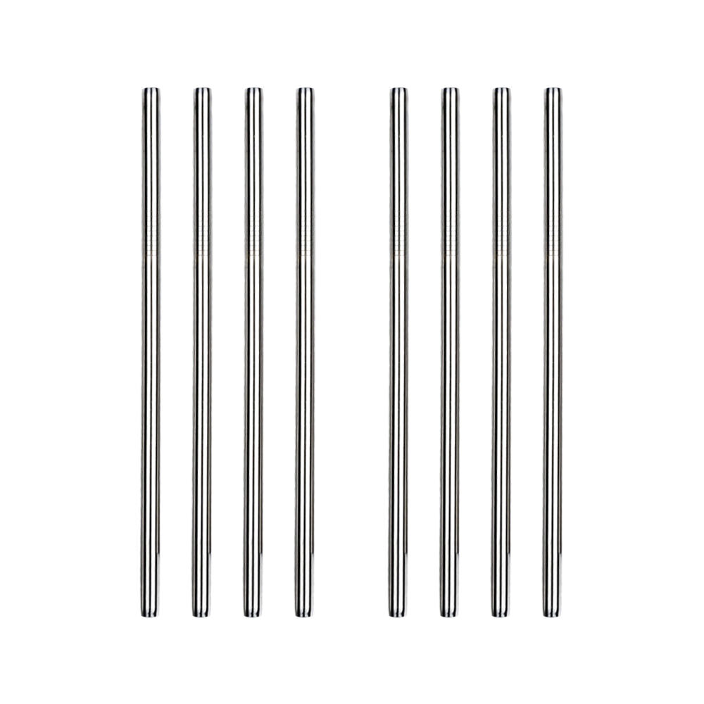 2x 4pc R.S.V.P. Stainless Steel Reusable Smoothie Drink Straws Set Silver 22cm