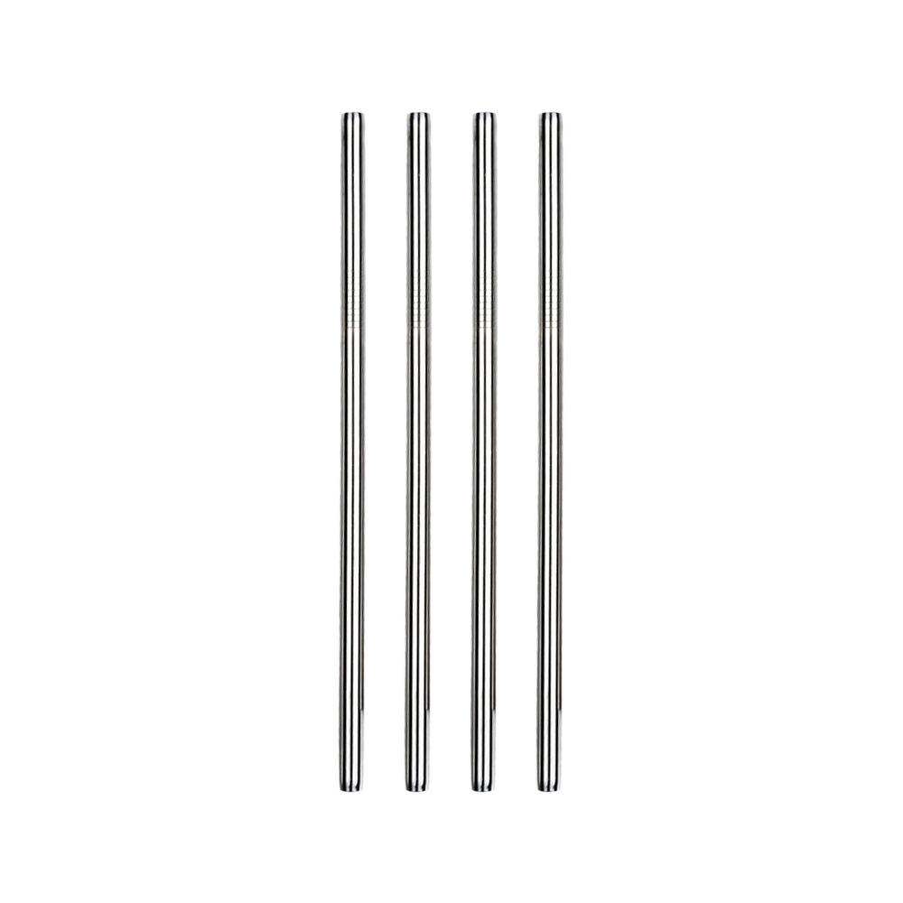 4pc R.S.V.P. Stainless Steel Reusable Smoothie Drink Straws Set Silver 22cm