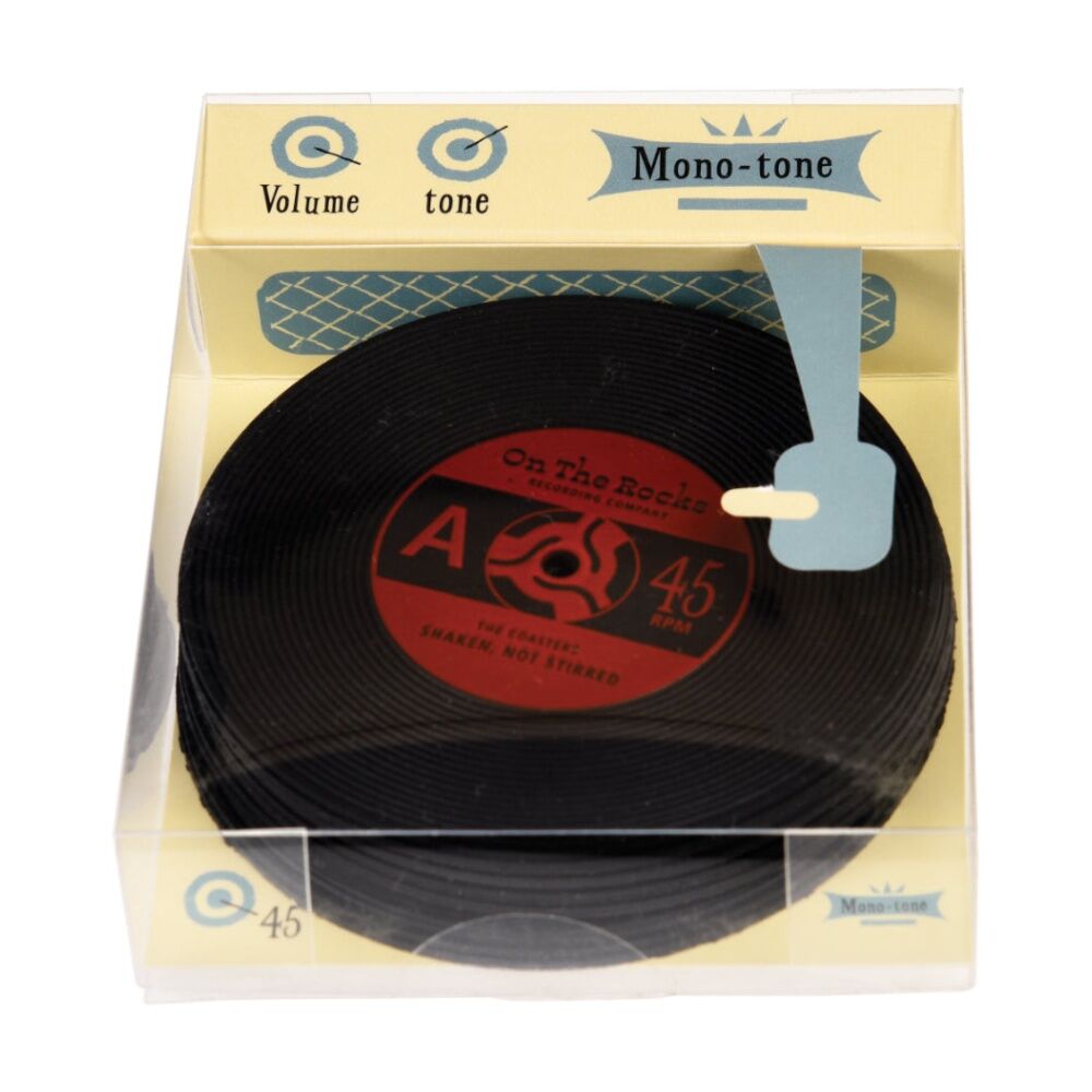 6pc Rex London Silicone Coaster Set Retro Music Vinyl Records Theme