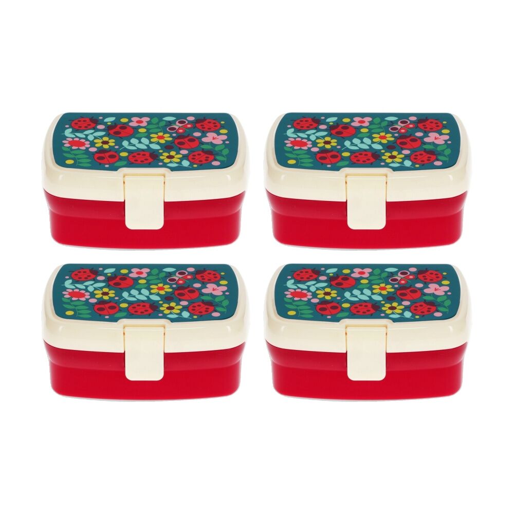 4PK Rex London Lunch Box Ladybird Design Kids Food Storage 3y+ 17x13x7.5cm