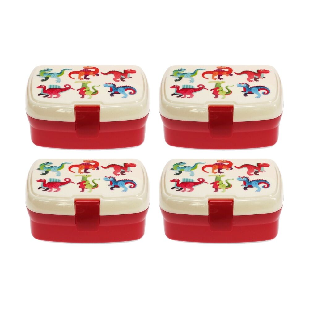 4PK Rex London Lunch Box Baby Dinosaur Two-Compartment Kids Food Storage 3+