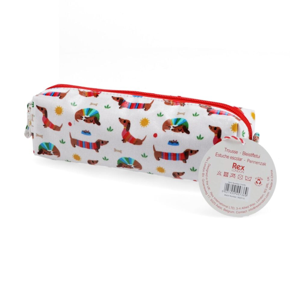 Rex London Pencil Case Stationary Storage Accessory Sunny Sausage Dog