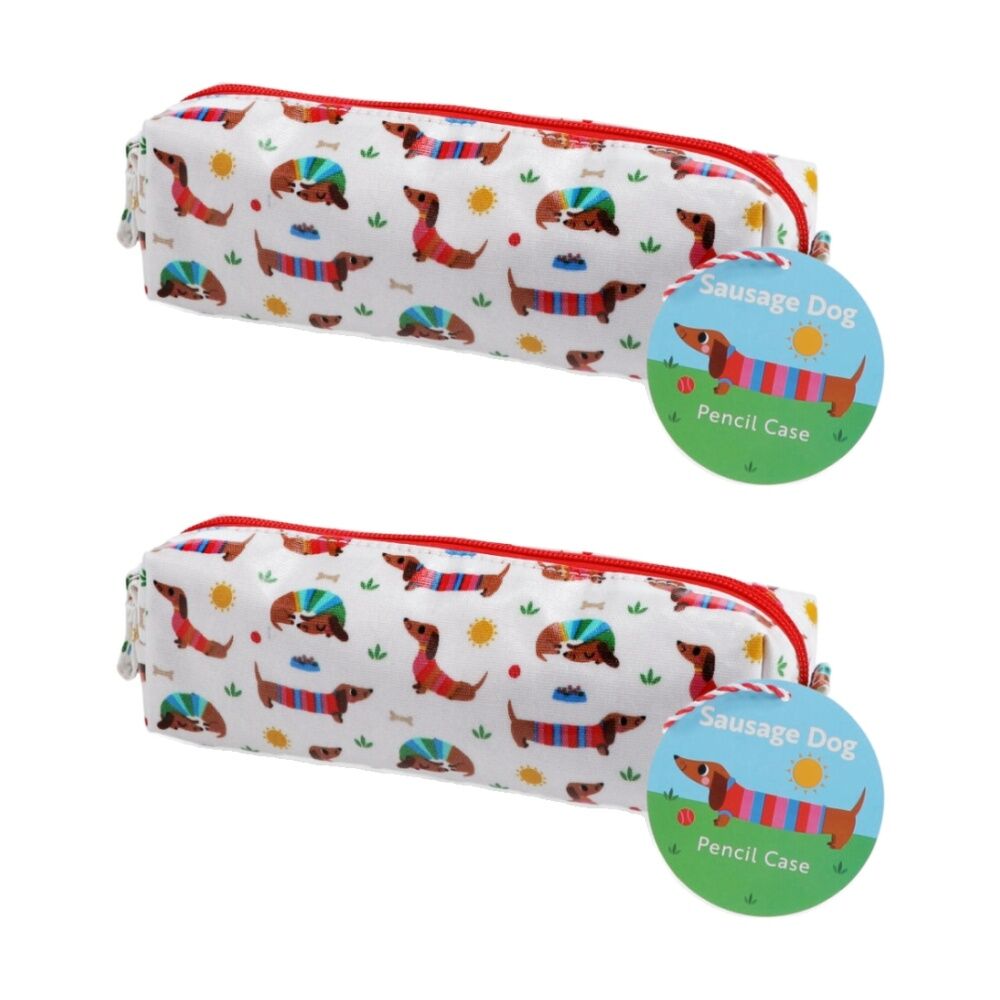 2PK Rex London Pencil Case Stationary Storage Accessory Sunny Sausage Dog