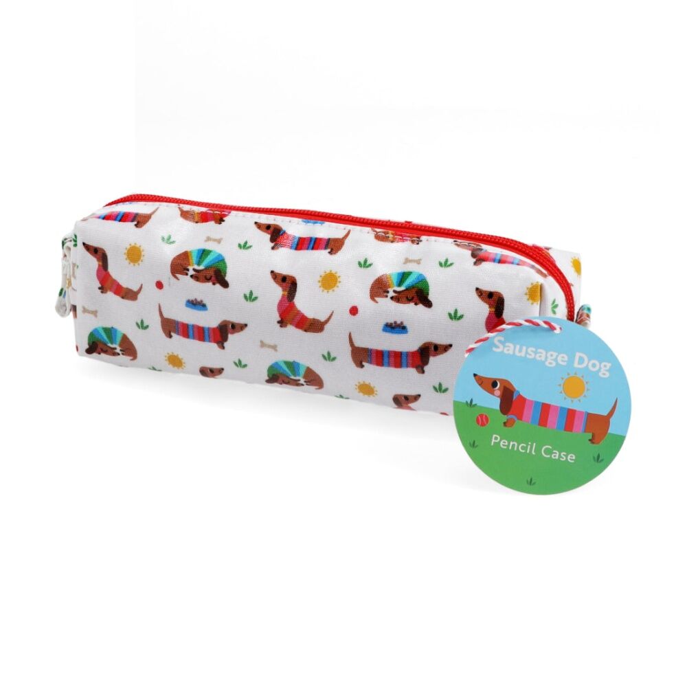2PK Rex London Pencil Case Stationary Storage Accessory Sunny Sausage Dog
