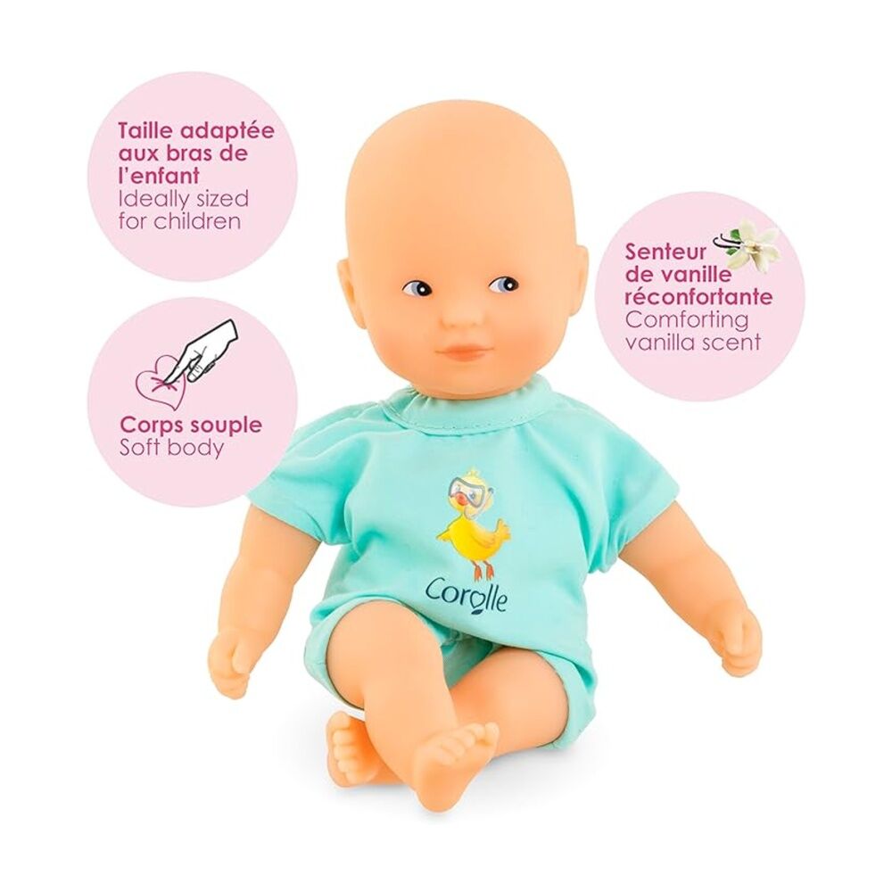 Corolle Mpp Mini Bath Blue Baby Doll Vanilla Scent Water Play 8in