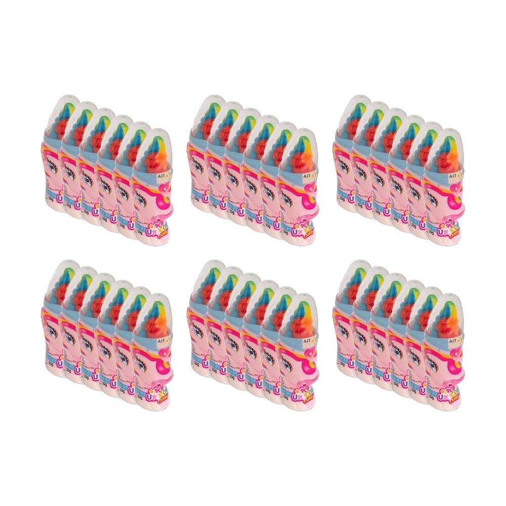36PK AIT Pop Rainbow Coloured Unicorn Dipper Candy Lollipop 50g Assorted
