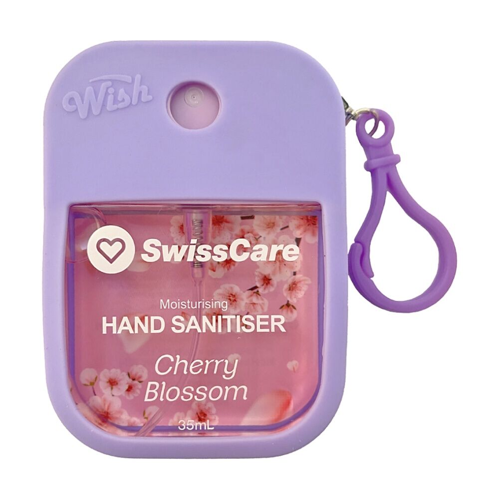20PK SwissCare Liquid Hand Sanitiser Spray W/ Silicone Case 35mL Assorted