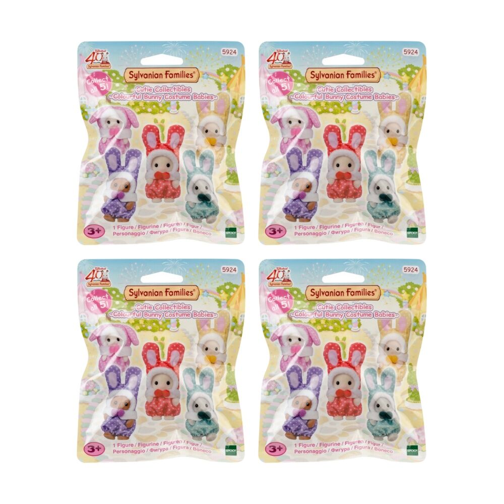 4PK Sylvanian Families Cutie Collectibles Colourful Bunny Babies Assorted 3y+