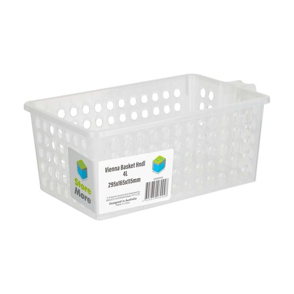 12PK Braz Home Organisation Storage Vienna Basket W/ Handles 4L 29x16x11cm White