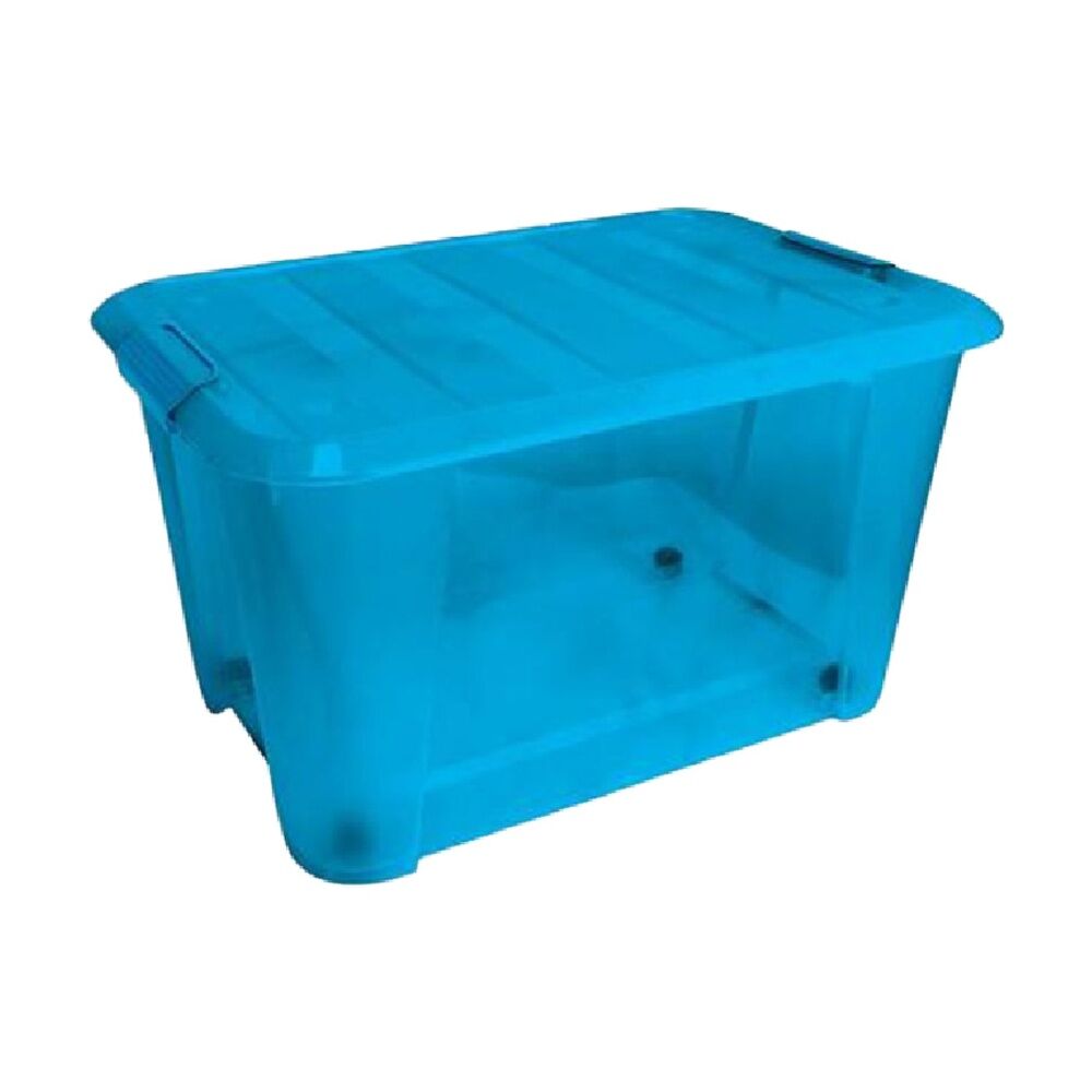 4PK Braz 52L Plastic Storage Container Box W/ Lid Lock Clips 56x39x31.5cm Assrtd