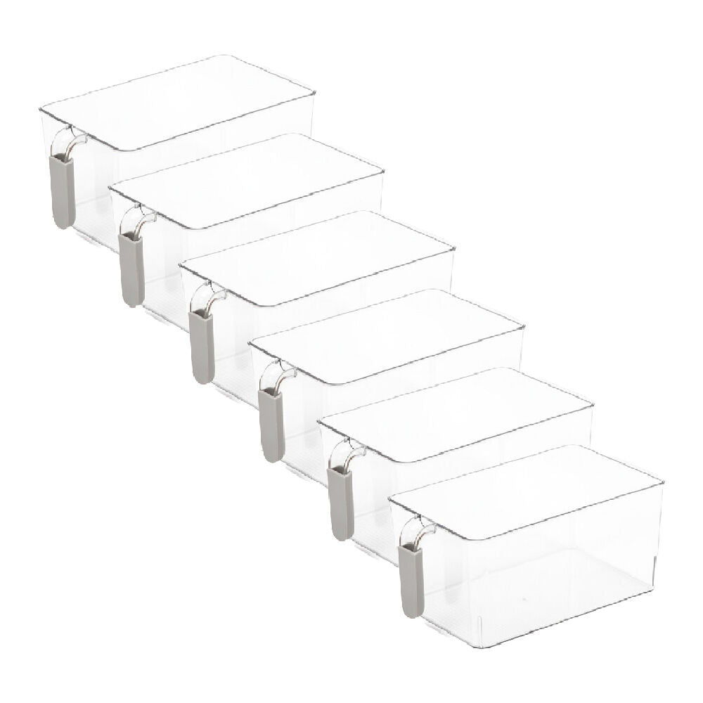 6PK Braz Stack Food Drink Storage Container Basket W/ Handle 30.5x17.8x11.2cm