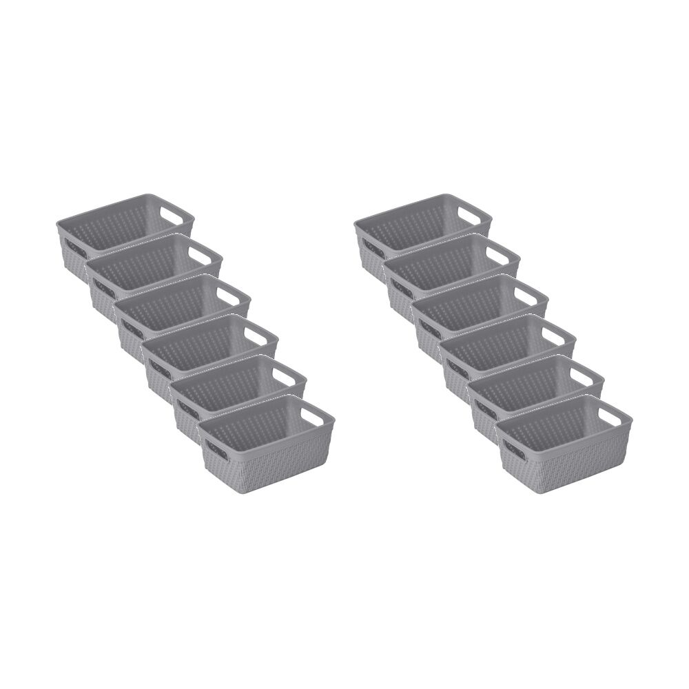 12PK Braz Home Organisation Plastic Thatch Storage Basket 16x10x7cm 1L Assorted
