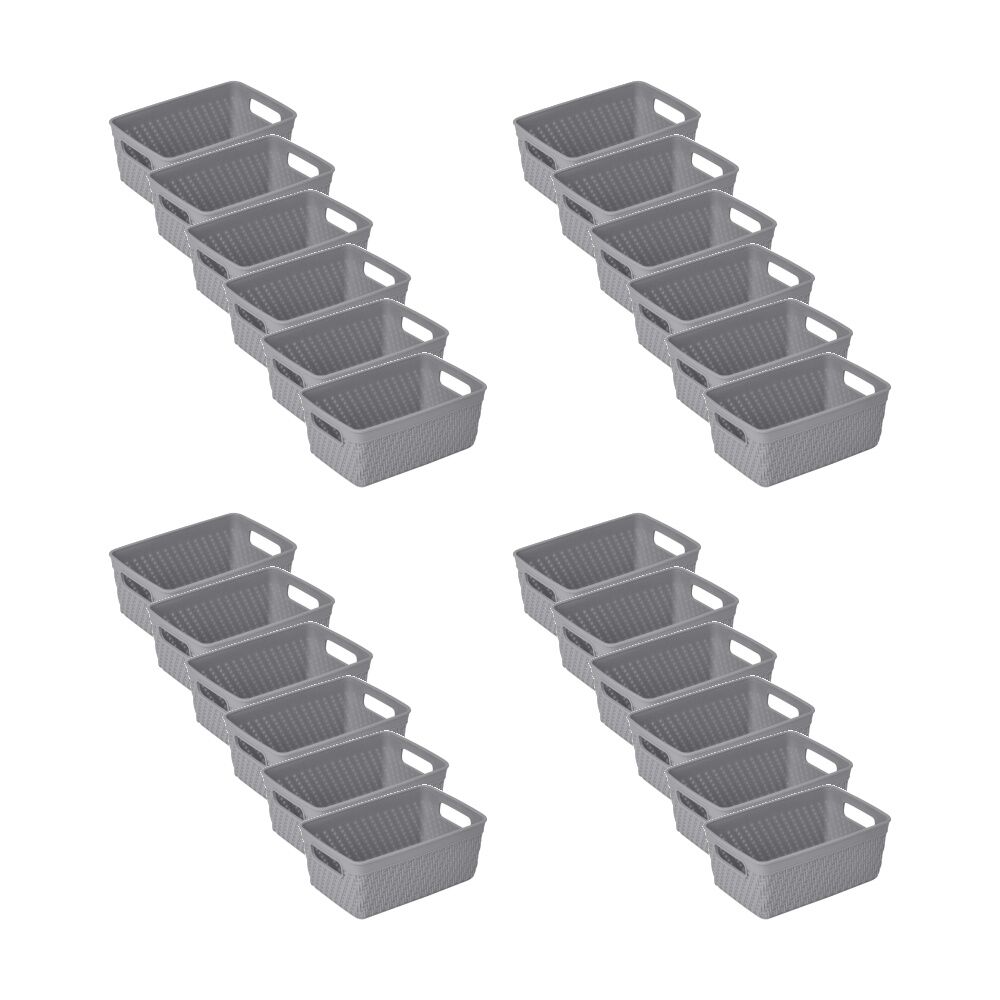 24PK Braz Home Organisation Plastic Thatch Storage Basket 16x10x7cm 1L Assorted