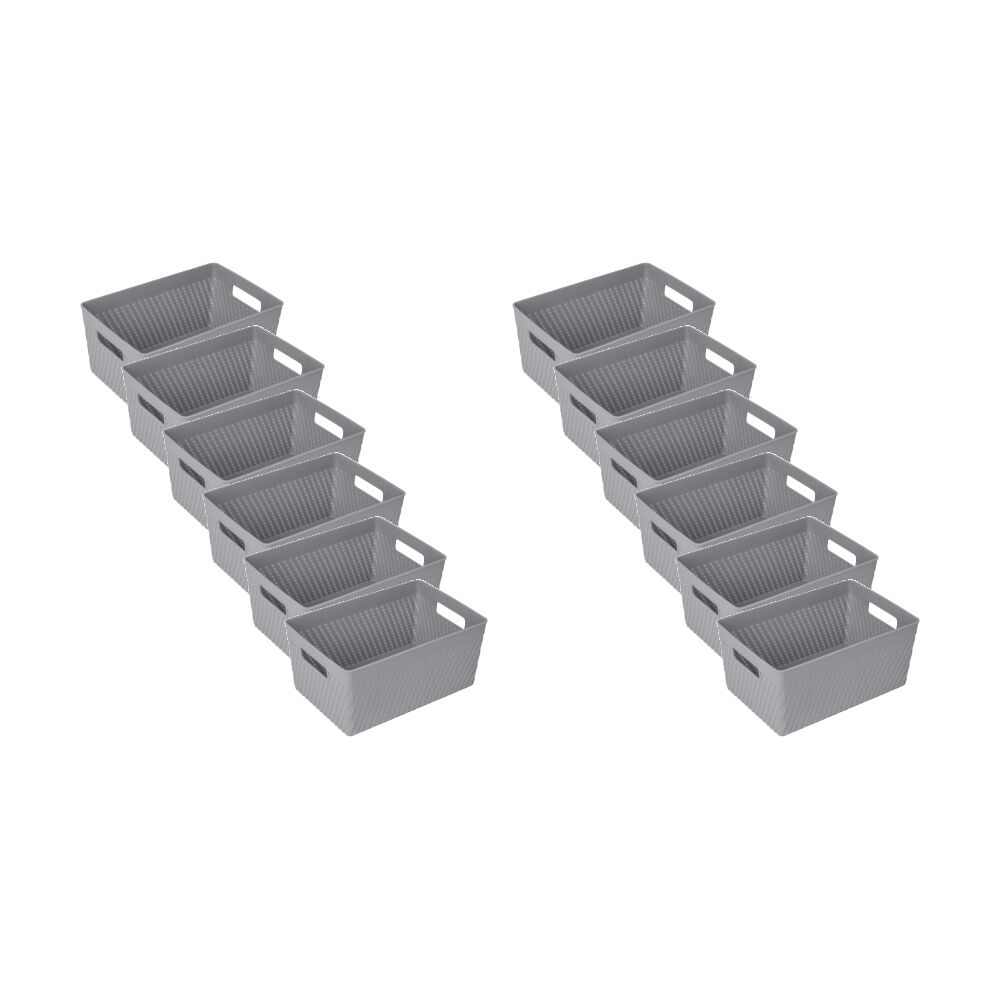 12PK Braz Home Organisation Plastic Thatch Storage Basket 25x17x12cm 5L Assorted