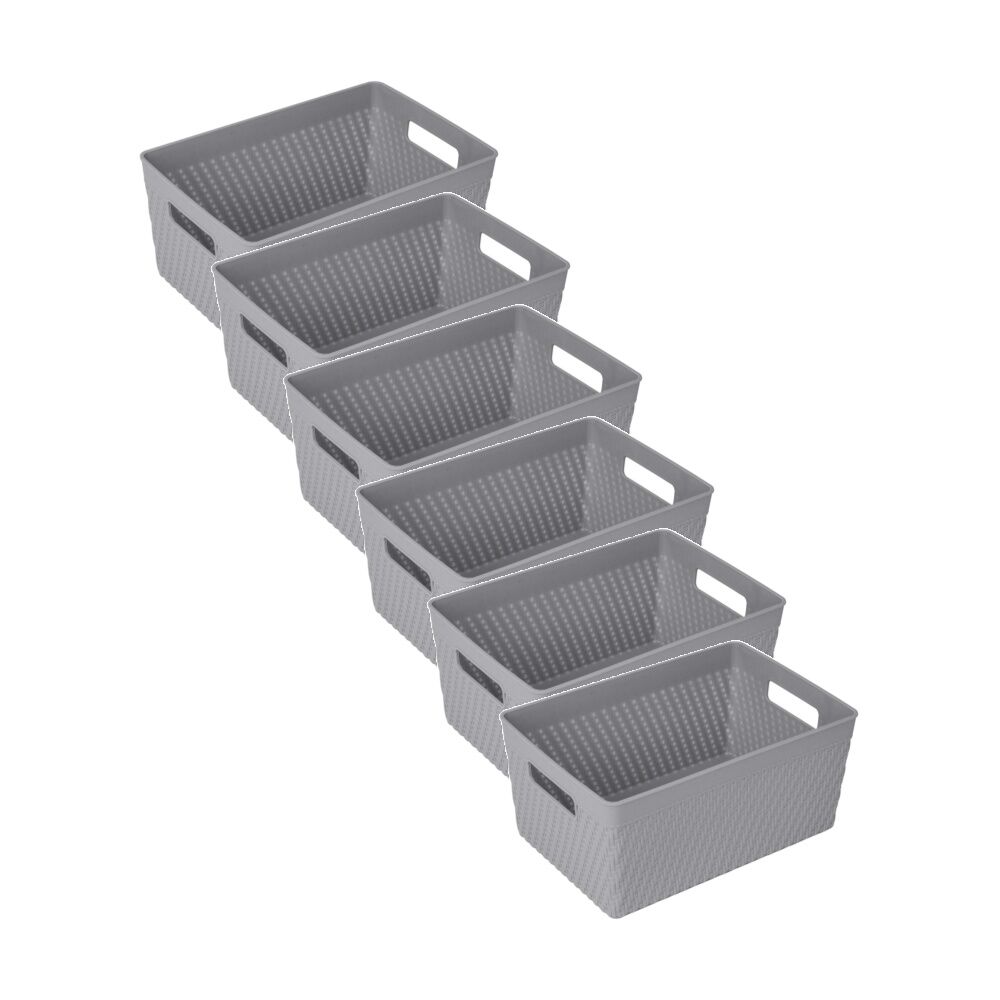 6PK Braz Home Organisation Plastic Thatch Storage Basket 25x17x12cm 5L Assorted