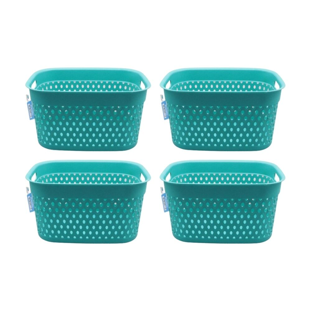 4PK Braz Home Organisation Plastic Storage Belle Basket Rect 33x23x18cm Assorted