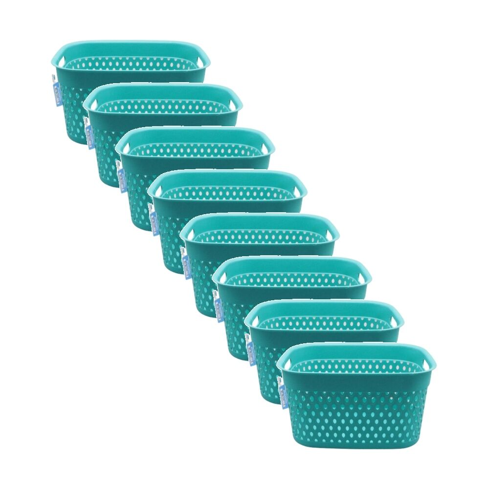 8PK Braz Home Organisation Plastic Storage Belle Basket Rect 33x23x18cm Assorted