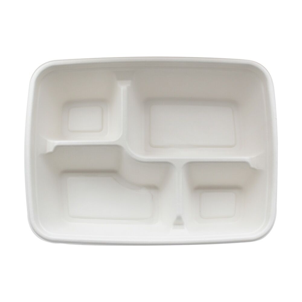 10x 20pc Partyware Durable 4 Compartment Plate 280x220mm Sugar Cane