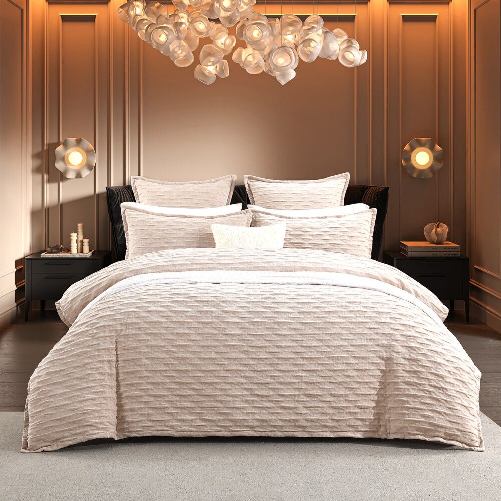 Renee Taylor Marley Jacquard European Pillowcase Champagne 65x65cm