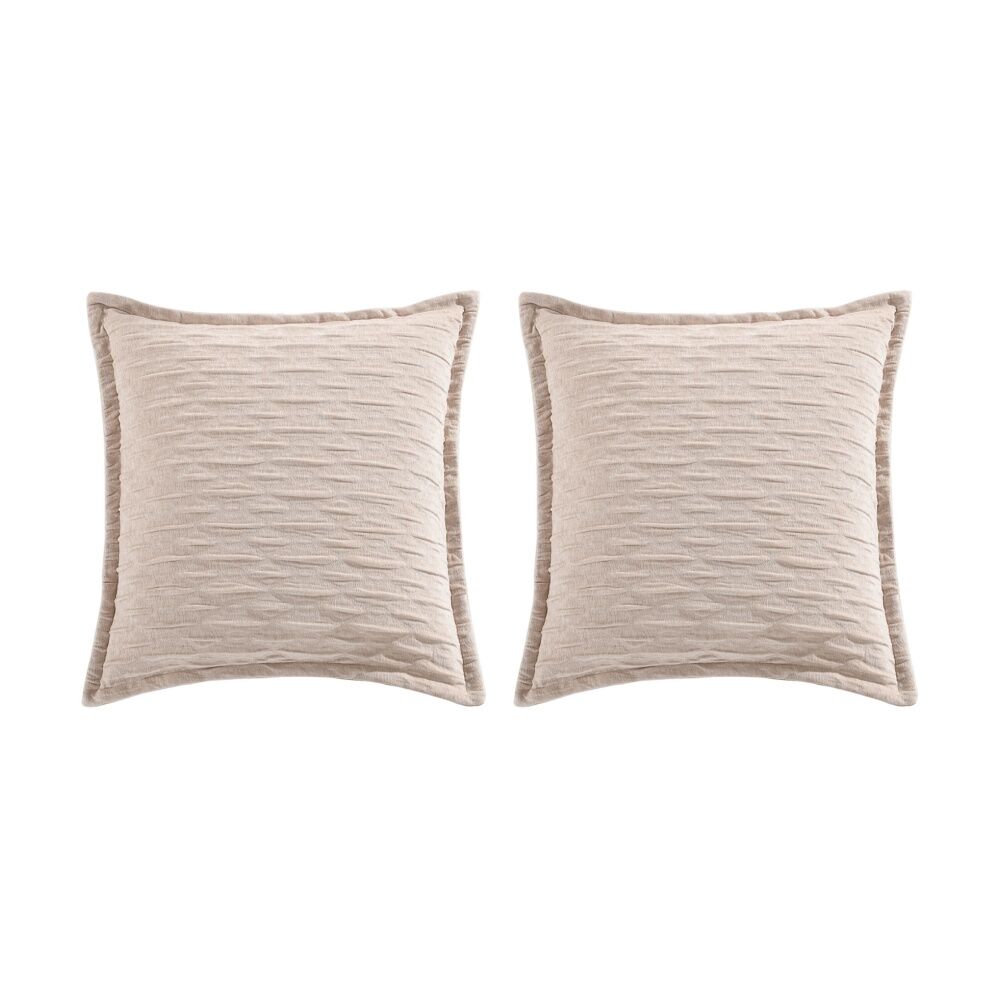 2PK Renee Taylor Marley Jacquard European Pillowcase Champagne 65x65cm