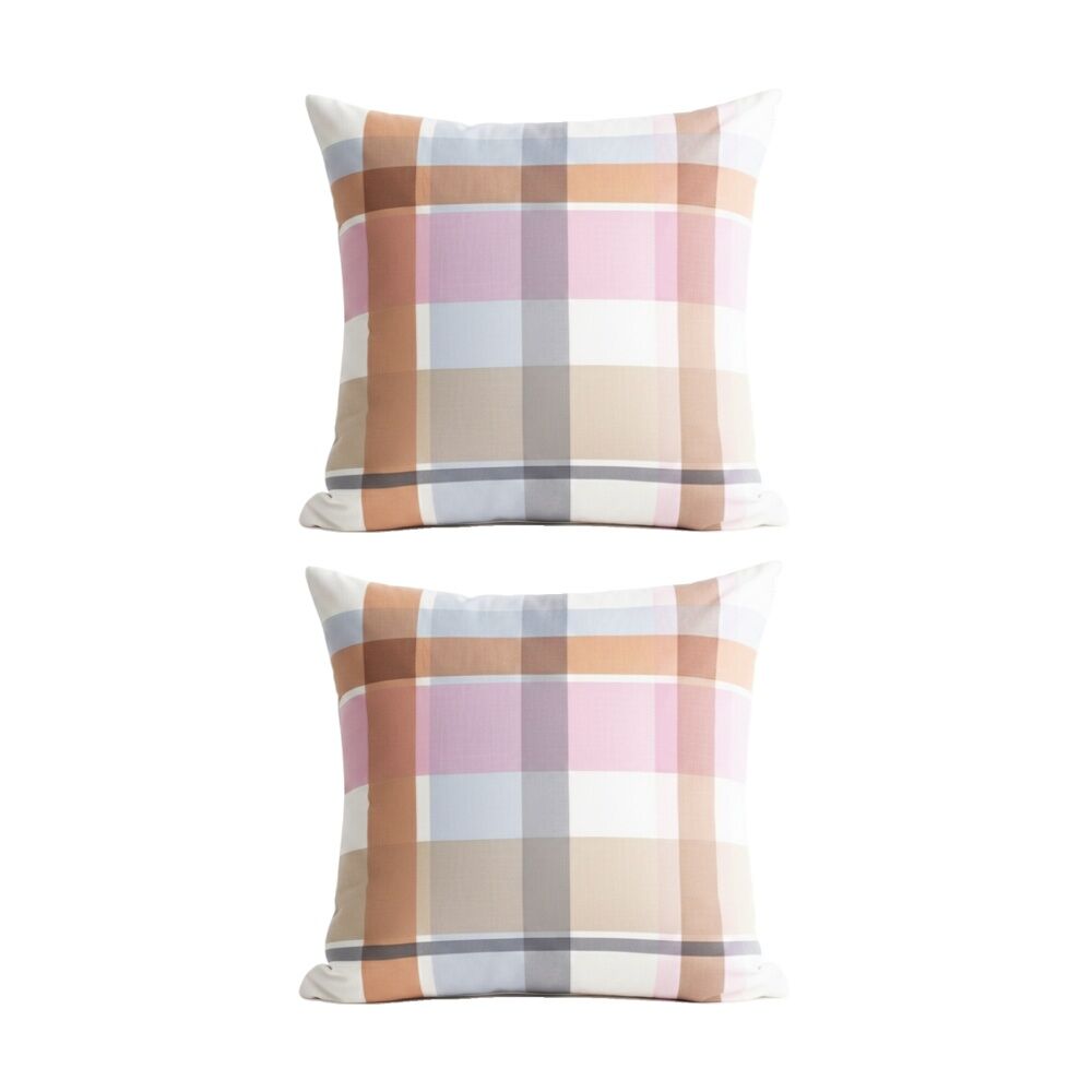 2PK Renee Taylor Textured Cotton Reversible European Pillowcase Miranda Check