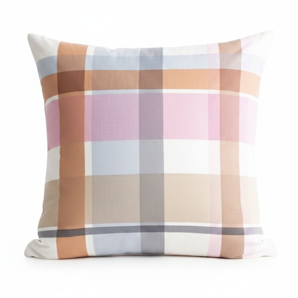 2PK Renee Taylor Textured Cotton Reversible European Pillowcase Miranda Check