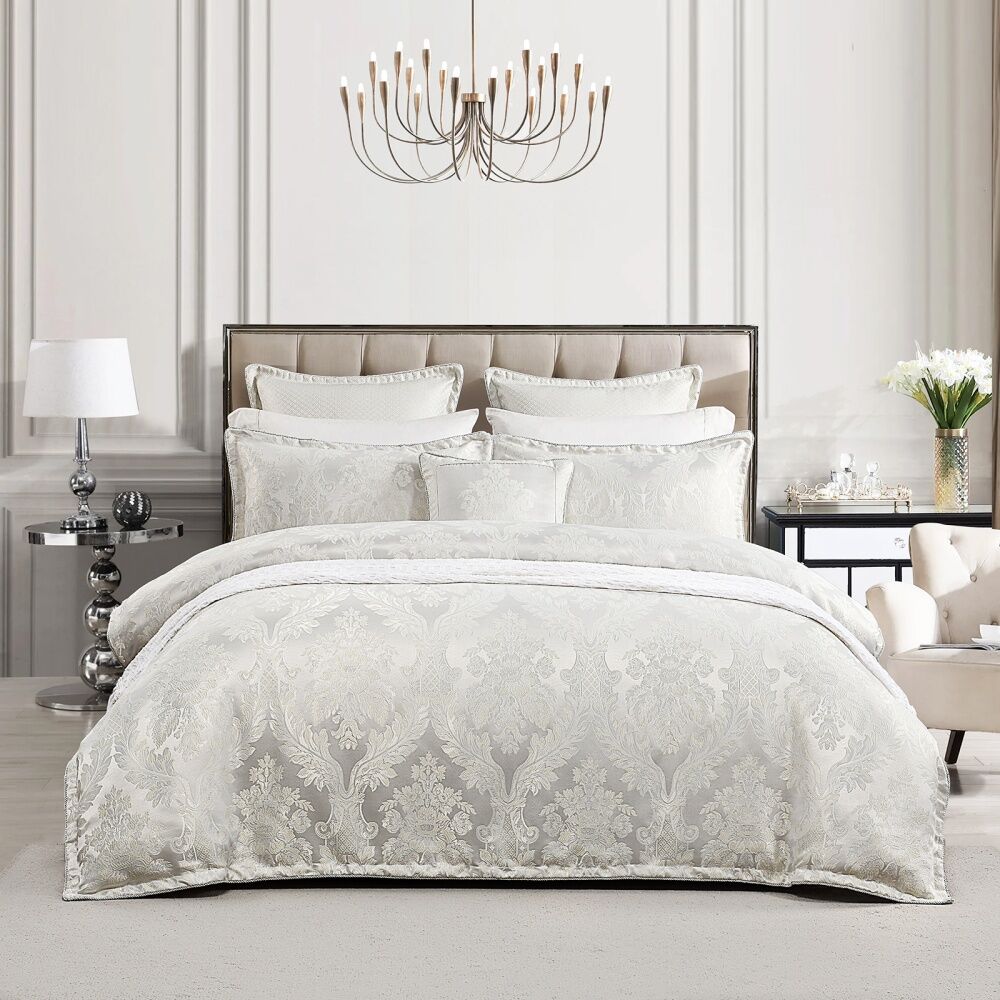 Renee Taylor Regalia Collection Amalia Decor Cushion White & Silver 45x45cm