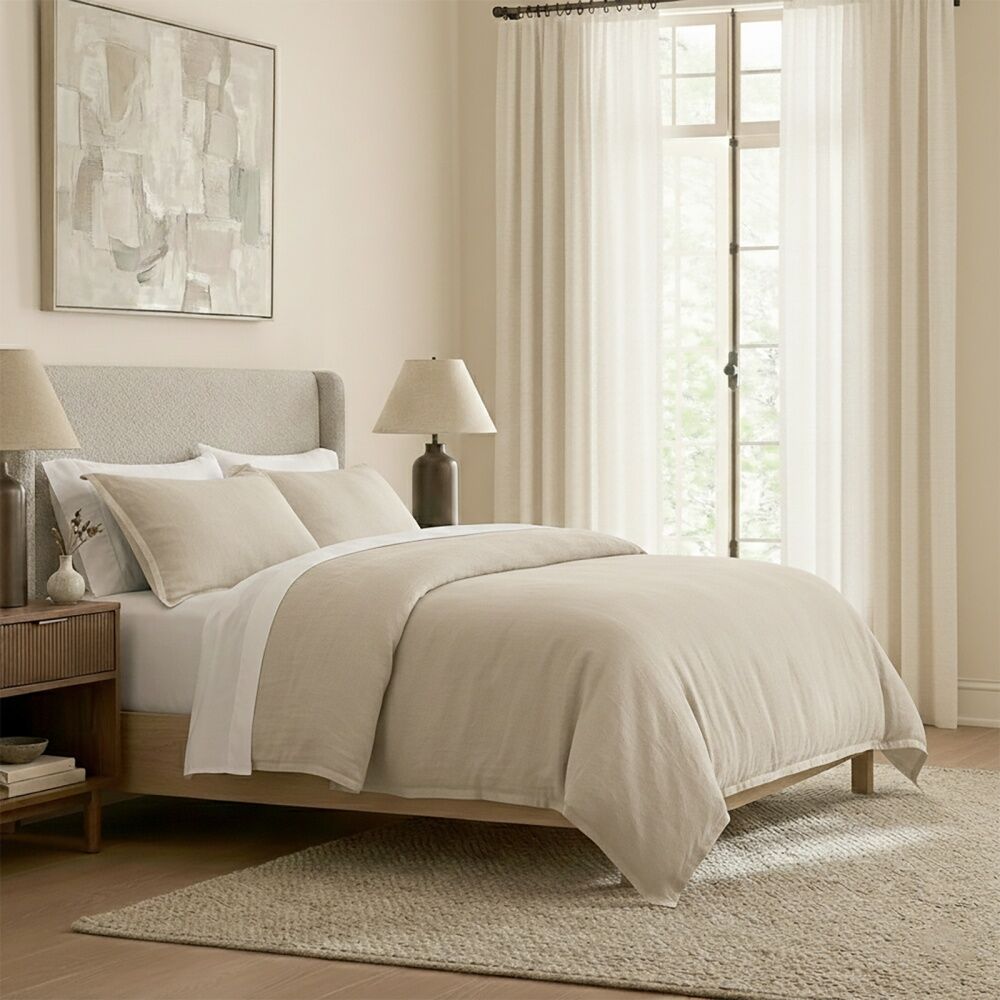 Renee Taylor Soft Washed Linen Cotton European Pillowcase Natural