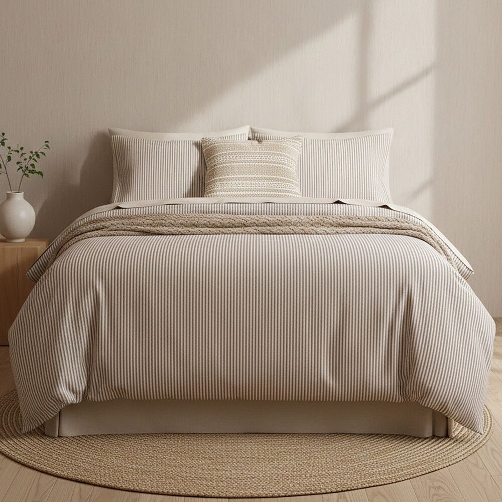 Park Avenue Egyptian Cotton Flannelette Quilt Cover Set Vntg Stripe