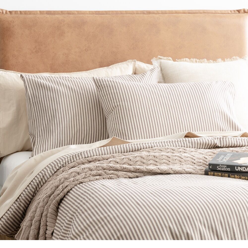 Park Avenue Egyptian Cotton Flannelette Quilt Cover Set Vntg Stripe