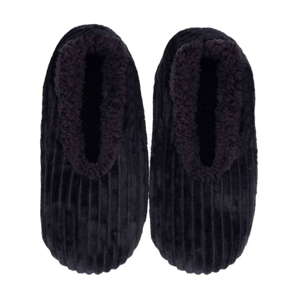 SnuggUps Men's Plush Slippers Soft Sherpa Lining Cord Black Medium EU40-42