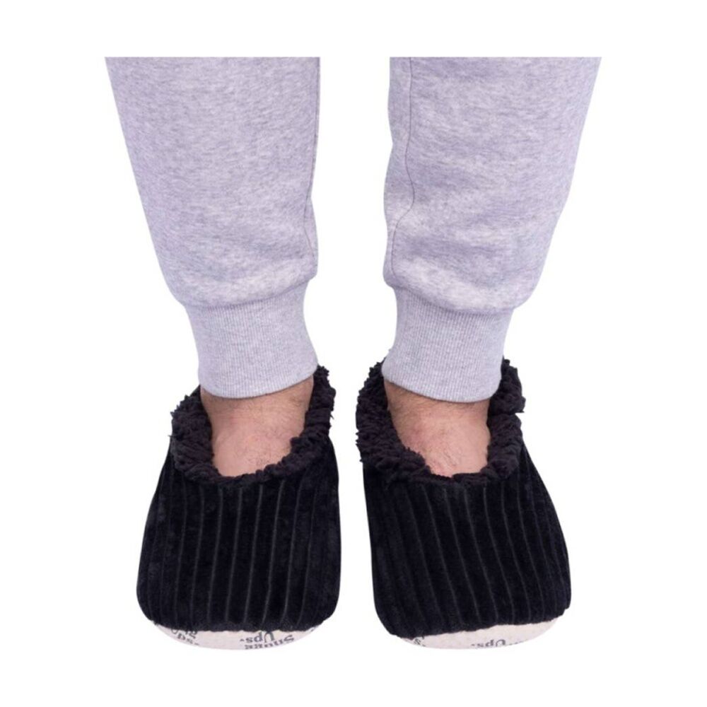 SnuggUps Men's Plush Slippers Soft Sherpa Lining Cord Black Medium EU40-42