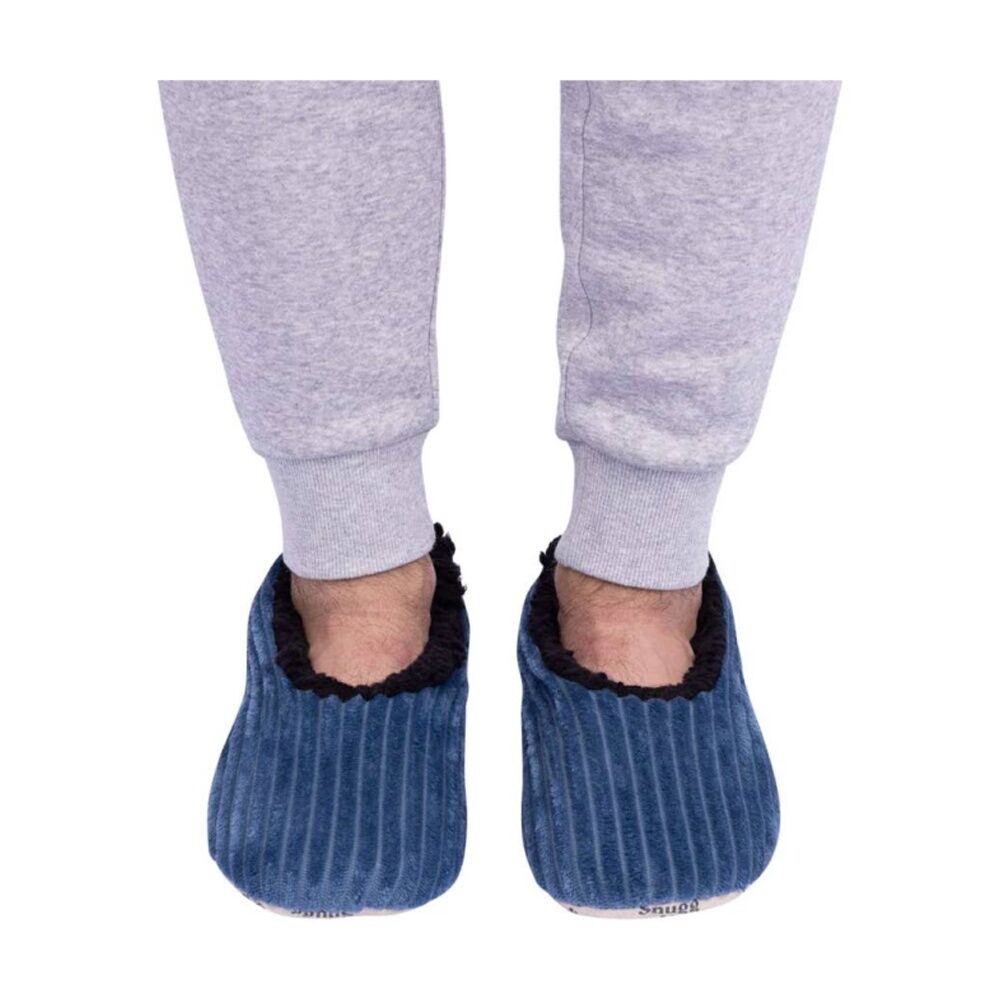 SnuggUps Mens Plus Slippers Soft Sherpa Lining Cord Navy EU40-42