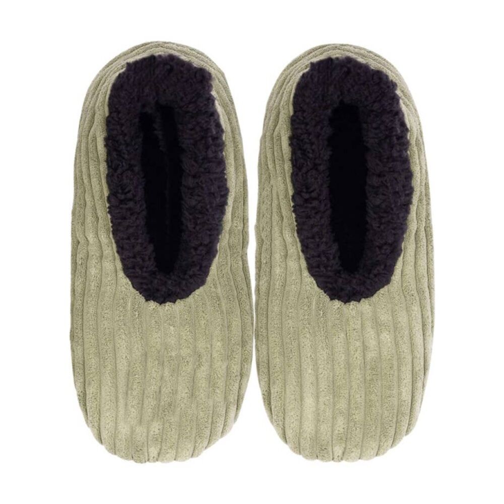 SnuggUps Mens Plus Slippers Soft Sherpa Lining Cord Olive EU40-42