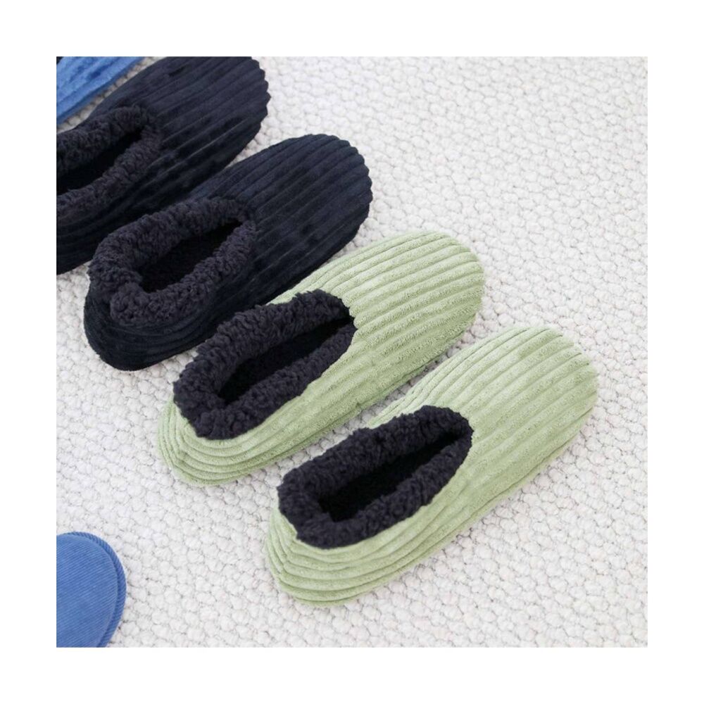SnuggUps Mens Plus Slippers Soft Sherpa Lining Cord Olive EU40-42