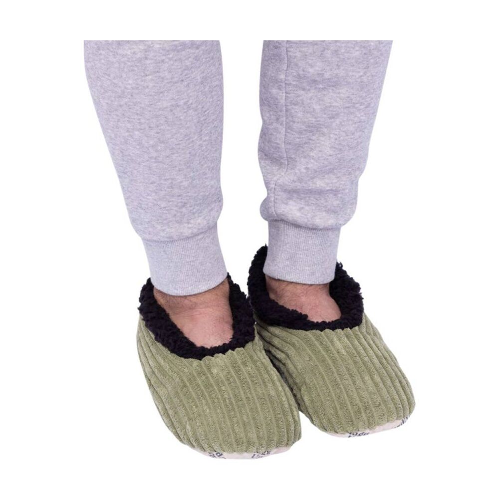 SnuggUps Mens Plus Slippers Soft Sherpa Lining Cord Olive EU40-42